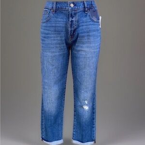 GAP Jeans Womens Size 30 Medium Wash Best Girlfriend Light Distressed Mid Rise